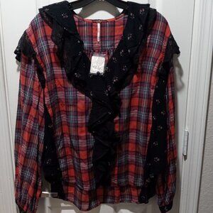 Free People Daisy Plaid Shirt Xsmall